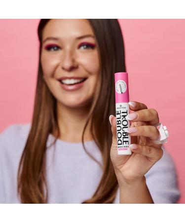 essence Double Trouble Mascara Extra Black - 2-in-1 Fiber & Elastomer Brushes for Curling, Defining, Lengthening & Longlasting Results - Vegan & Cruelty Free Formula, Paraben, Oil, Alcohol, and Microplastic Particle Free - Buy Online on GoSupps.com