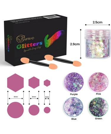 SAIFTRAD Nail Glitter - 8 Jars Holographic Mermaid Hexagon Sequins for Nail Art & DIY - Blue Green Pink Purple - Buy Online on GoSupps.com