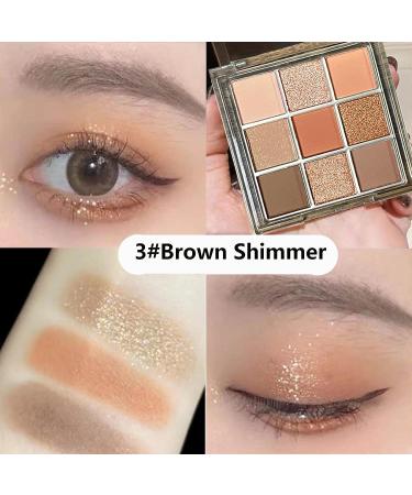 Brown Glitter Eyeshadow Palette - 9 Color Nude Matte Shimmer Waterproof Long Lasting Makeup Palette - Highly Pigmented Hypoallergenic Eye Brightener (Light Brown 3) - Buy Online on GoSupps.com