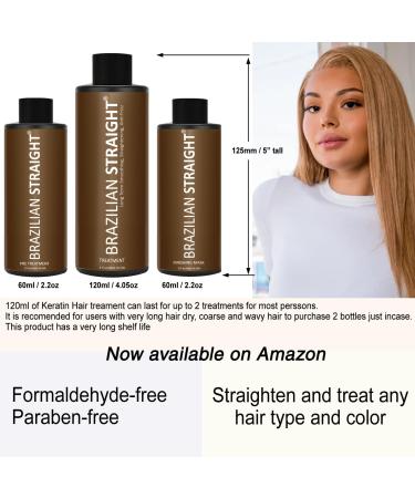 Formaldehyde-Free Brazilian Keratin Hair Straightening Treatment - Professional Results Smooth Shine Lasts Months | 3PC Set - Buy Online on GoSupps.com