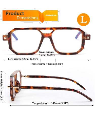 Feizedy Retro 70s 80s Flat Rectangular Glasses | Blue Light Blocking | Unisex B0062 Leopard - Buy Online on GoSupps.com