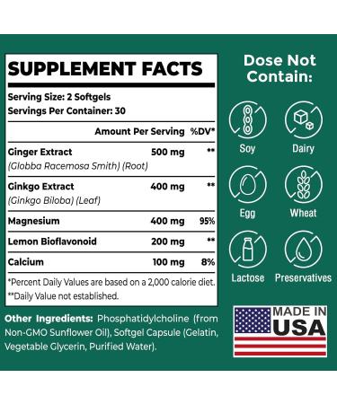 Liposomal Vertigo Supplement High Absorption Formula with Ginkgo Biloba Ginger Extract & Magnesium Natural Wellness Supplement Relaxation and Calm 60 Softgels 60 Count (Pack of 1) - Buy Online on GoSupps.com