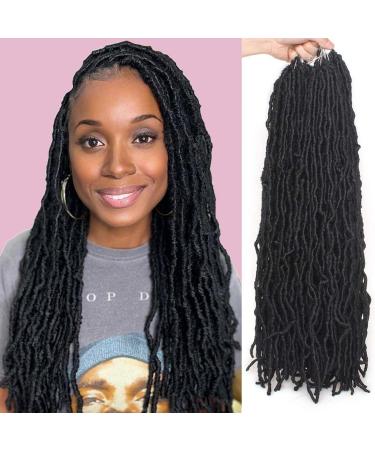 6 Packs New Faux Soft Locs 24 Inch Crochet Hair 126 Strands Pre-Looped Synthetic Nu Soft Locs Crochet Hair Nu Goddess Locs Crochet Hair for Black Women(#1B) 6Packs #1B