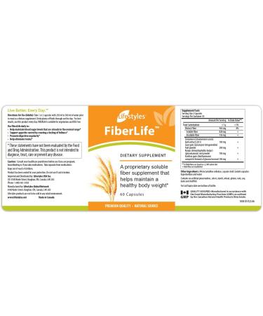 Lifestyles FiberLife Supplement Soluble Fiber for Digestive Health & Cholesterol Support with Konjac Guar Gum Xanthan Gum and Cinnamon Made in Canada 60 Capsules (60 Capsules (Pack of 1)) 1 Count (Pack of 1) - Buy Online on GoSupps.com