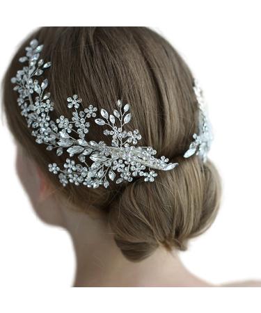 2 Pack Bride Wedding Headband Rhinestone Bridal Bridesmaid Hair Clips Accessories Party Hair Accessories Headpieces for Women(Silver) Sliver