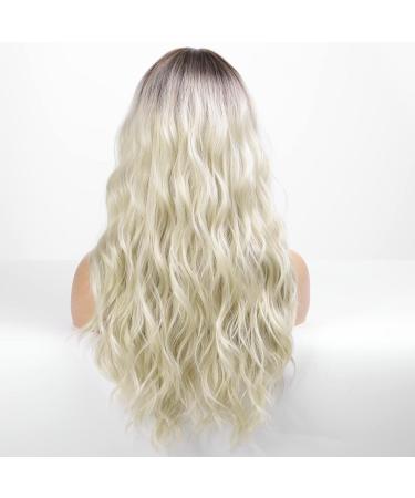 HAIRCUBE Long Blonde Synthetic Wig for Women with Dark Roots and Fringe - Buy Online on GoSupps.com