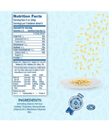 Chuster Orzo Pasta | Bulk Pack of 5 | All Natural Rice-Shaped Noodles for Soups, Salads, Stews & Sides | Cooks in 10 Minutes! | Cholesterol-Free, Kosher, Low Fat, High Fiber - Buy Online on GoSupps.com