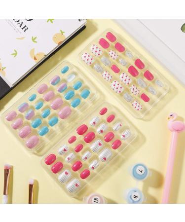 RosewineC 72 Pieces Girls Press on Nails - Full Cover Short False Fingernails for Kids - Nail Art Decoration Set - Buy Online on GoSupps.com