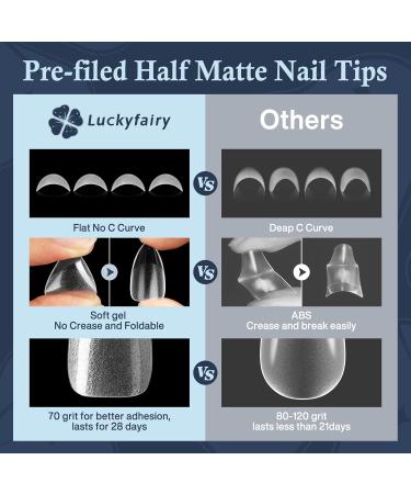 Short Almond Fake Nails - 360pcs Soft Gel Pre-Shaped Acrylic Tips | Half Matte Full Cover Press-On Nails | DIY Manicure - 12 Sizes Available - Buy Online on GoSupps.com