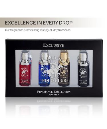 Beverly Hills Polo Club Exclusive Fragrance Collection For Men With 4 Different Fragrances Blaze Blue Classic and Sexy 1fl oz Each (Pakaging May Vary) - Buy Online on GoSupps.com