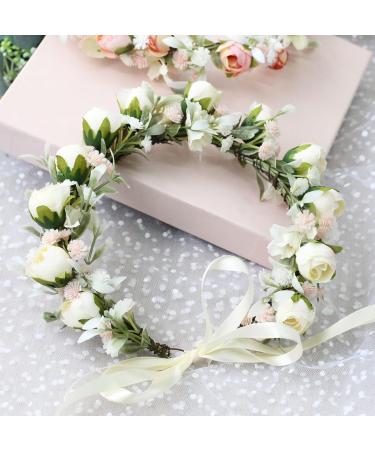 Brikuinr Boho Flower Wreath - White Hair Garland & Headband for Weddings & Parties - Buy Online on GoSupps.com