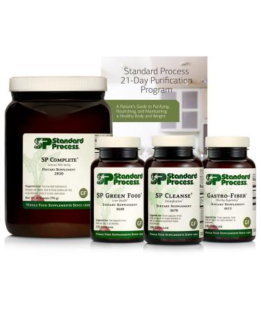 Standard Process Purification Kit with SP Complete and Gastro-Fiber - Weight Management and Detox and Liver Support with Milk Thistle Whey Protein Fiber Choline and Calcium Chocolate