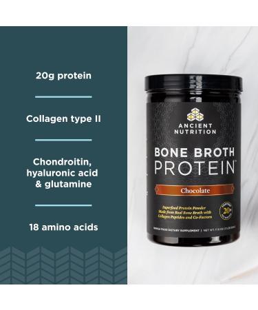 Ancient Nutrition Bone Broth Protein Powder Pure 20 Servings + Bone Broth Protein Powder Chocolate 20 Servings - Buy Online on GoSupps.com