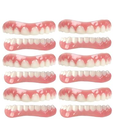 XZLZMD prosthesis teeth reusable dentistry cosmetics natural color immediate repair of cracked or missing denture for men and women unisex 6 pairs