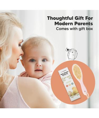 Soft Goat Bristle Baby Hair Brush for Infant, Toddler, Kids - Gentle Cradle Cap Brush - Scalp Grooming Product (Blush, Oval) - Buy Online on GoSupps.com