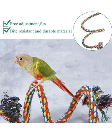 Parrot Perch Spiral Colorful Budgie Toys Cotton Rope Cockatiel Toy Bird Swing Birdcage Perches Chewing Standing Hanging Perch with Bell (100CM) - Buy Online on GoSupps.com