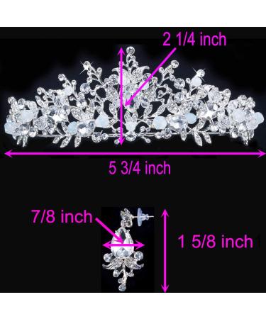 Mesfugw White Tiara and Crown Set - Pageant Crowns for Women and Girls, Princess Tiara with Earrings - Ideal Gift with Gift Box Packaging - Buy Online on GoSupps.com
