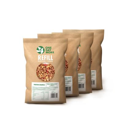 OneDayMore Granola Prot in e Pack Recharges | 4 recharges 400g | 28% de prot ines | Riche en fruits sans sirop de glucose-fructose ni huile de palme | Coffret conomique