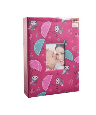 Arpan Fashion Design 200 Holds Photo Album for 5"X7" (13X18cm) Photo with Window (Pink-Owl-Umbrella) 21.5 x 4 x 28.5 cm Pink-owl-umbrella