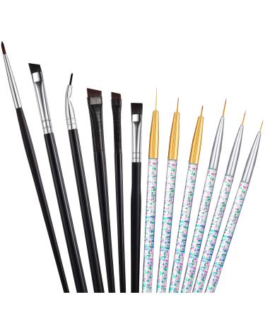 12 Pieces Eyeliner Brushes Set, Thin Slanted Makeup Gel Eyeliner Brush Line Fine Eyeliner Brush Pointed Makeup Brush Angled Eyeliner Makeup Tool for Girls Women Water Activated Eyeliner Makeup Tool