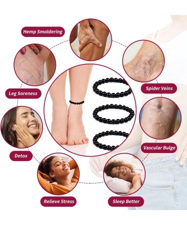 Buy Black Obsidian Slimming Foot Chain - Lymphatic Drainage & Magnetic Therapy Bracelet for Varicose Veins | Anti-Swelling Footket B-3 - Buy Online on GoSupps.com
