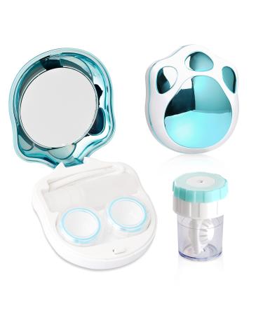 Contact Lens Travel Kit with Cleaner Washer, Portable Contact Box with Mirror Tweezers Remover Tool Solution Bottle for Daily Outdoor (Blue) Blue2