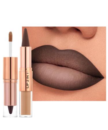 Erinde 2-en-1 Crayon L vres & Lip Gloss Rouge a Levre Matte et Lip Liner Mat Haute Pigmentation Longue Tenue Formule Nourrissante pour des L vres Plus Pleines. #01 Matte