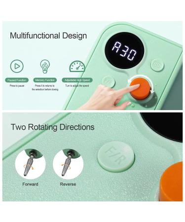 Portable Rechargeable Nail Drill Kit - Cordless Electric Efile Set with 7 Bits - Manicure Pedicure Tool in Green - Buy Online on GoSupps.com