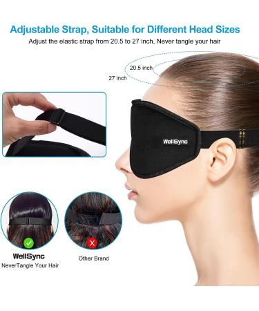 Wellsync 100% Blackout Sleep Mask for Women Men | Comfortable Contoured Eye Cups | 3D Pillowy Soft Light Blocking Eye Mask with Nose Cover | Includes Earplugs | Black - Buy Online on GoSupps.com