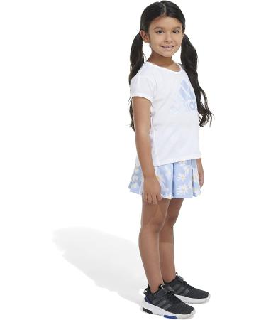 adidas Girls Short Sleeve Tee & French Terry Pleated Skort Set 6X - White | Shop Now - Buy Online on GoSupps.com