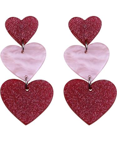 Feyley 3-Connect Heart Earrings | Vintage Acrylic Drop Jewelry for Girls & Ladies - 2023 Trendy Gift - Buy Online on GoSupps.com