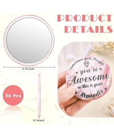 Gulfmew 36 Pcs 2.76 Inch Rose Gold Inspirational Compact Mirror - Pocket Size Makeup Glass Mirror for Women - Ideal Gifts for Coworkers, Nurses, and Friends - Buy Online on GoSupps.com