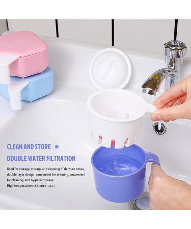 Denture Cup with Strainer and Lid - Large False Teeth Bath Cup for Soaking/Storing - 10.6 Oz Capacity - 1 Count - Buy Online on GoSupps.com