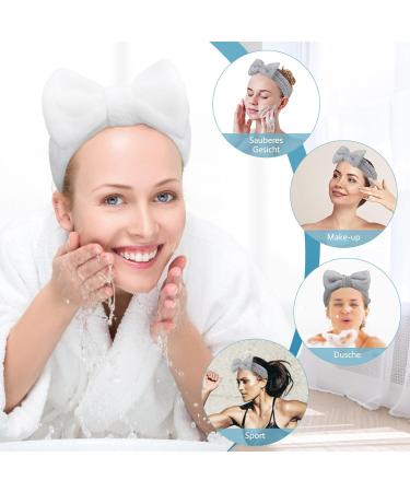 Hair Bandsuit Spa Face Headband 6 Piece Bowknot Make Up Headband Elastic Wrist Wash Band Fluffy Beauty Headband for Women Face Washing Shower Sports (Grey white) - Buy Online on GoSupps.com