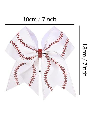 Softball Glitter Leather Cheer Bow - White | Elastic Hair Tie for Cheerleaders & Sports Players - Buy Online on GoSupps.com