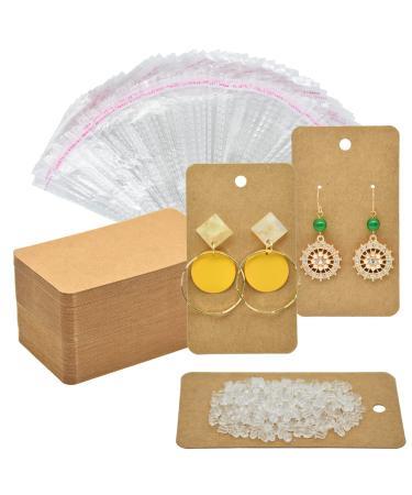 Twavang Earring Card Holder Set  100Pcs Kraft Paper Earring Display Cards  100 Pairs Clear Earring Backs with 100Pcs Self Adhesive Bags for Earrings Jewelry Display (Brown  3.5 x 2) - Buy Online on GoSupps.com