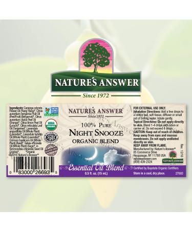 Nature's Answer Night Snooze 100% Pure Organic Essential Oil Blend - 0.5 Oz - Buy Online on GoSupps.com