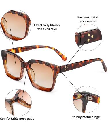 FEISEDY Reader Sunglasses B2895 - Tinted Reading Glasses for Women & Men | Square Leopard Frame & Gradual Tea Lens 2.5x - International Shipping Available - Buy Online on GoSupps.com