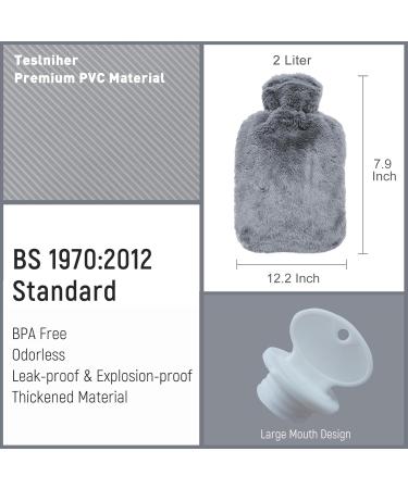 Buy 2 Liter Hot Water Bottle with Cover | PVC Warm Bottle for Pain Relief | Classic Dark Gray | Ideal for Neck Shoulders Cramps & Cold Therapy - Buy Online on GoSupps.com
