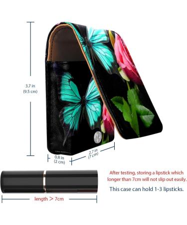 Buy Leather Lipstick Case Organizer with Mirror - Mini Butterfly & Rose Lip Gloss Holder - Perfect Travel Accessory - Buy Online on GoSupps.com