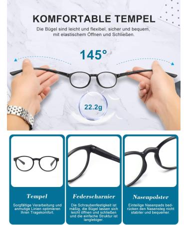 OKH Blue Light Blocking Reading Glasses for Women & Men - Spring Hinge UV Protection & Glare Reduction - Round Black Gray Blue - +2.50 Diopters (3 Pack) - Shop Now! - Buy Online on GoSupps.com