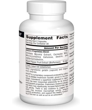 Source Naturals AHCC 500mg with Bioperine - 60 Capsules | Immune Support Supplement - Buy Online on GoSupps.com