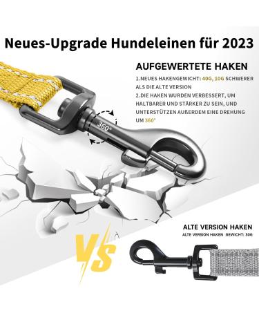 Demigreat Reflective Dog Training Leash - 3m/5m/10m/15m/20m | Robust Padded Handle & Hand Loop | Perfect for Small to Large Dogs - Yellow - Buy Online on GoSupps.com