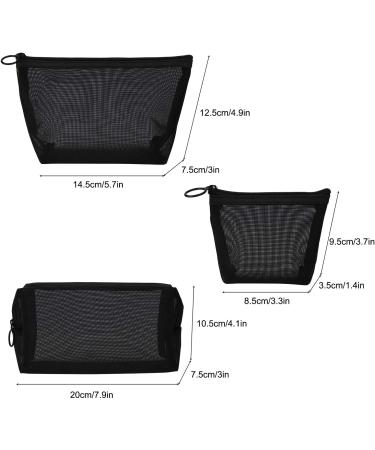 Travel Toiletry Bags Set - Mesh Cosmetic Bags with Zipper (3 Sizes) for Men & Women | Black Makeup Organizer - Buy Online on GoSupps.com