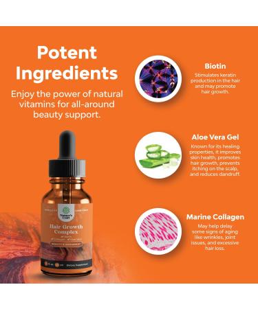 Collagen Biotin Drops for Hair Growth | Liquid Formula with 10000mcg Biotin & Marine Collagen | Fast Thick Regrowth for Men and Women - Buy Online on GoSupps.com