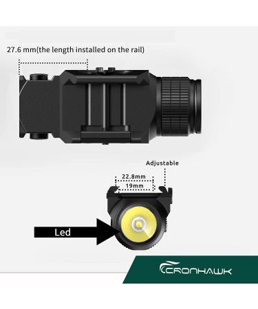 CRONHAWK Rechargeable 700 Lumen Pistol Flashlight - Tactical Weapon Light for Gun, Picatinny Rail Mounted - Black - Buy Online on GoSupps.com