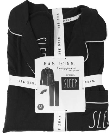 Rae Dunn 2 Piece Pajama Set with Eye Mask - Sleep/Black Medium | International Shipping Available - Buy Online on GoSupps.com