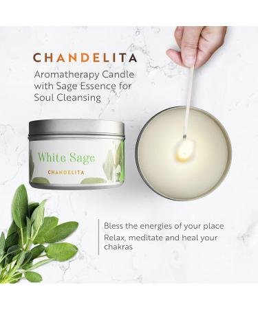 Chandelita White Sage Fragrance Candle - Soy Wax for Cleansing Relaxation Meditation & Chakra Healing - Shop Internationally - Buy Online on GoSupps.com
