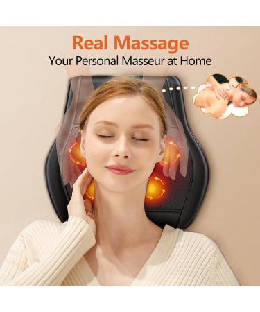 BRELEY Shiatsu Massage Device with Heat - Neck Back Shoulder & Leg Massager with Rotating Heads - Perfect Gift for Mom & Dad - Black - Buy Online on GoSupps.com
