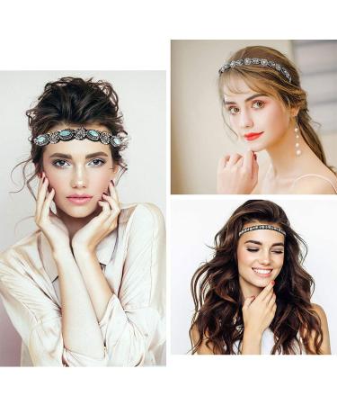 Strass Hair Bands - 3 Pieces Crystal Rhinestone Head Chains | Vintage Elastic Hair Accessories for Women & Girls - Buy Online on GoSupps.com
